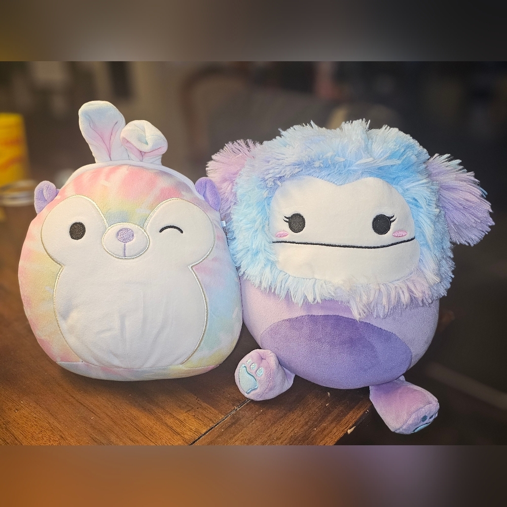 Squishmallows Set Of TWO Rainbow Squishys Babette Hedgehog Eden Bigfoot New 10"